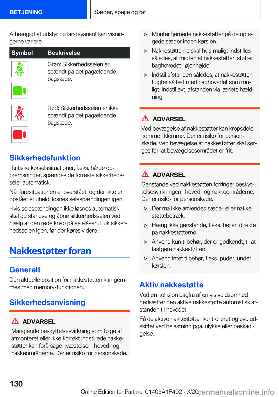 BMW X5 2021  InstruktionsbØger (in Danish) �A�f�h�æ�n�g�i�g�t��a�f��u�d�s�t�y�r��o�g��l�a�n�d�e�v�a�r�i�a�n�t��k�a�n��v�i�s�n�i�nj
�g�e�r�n�e��v�a�r�i�e�r�e�.�S�y�m�b�o�l�B�e�s�k�r�i�v�e�l�s�e�G�r�