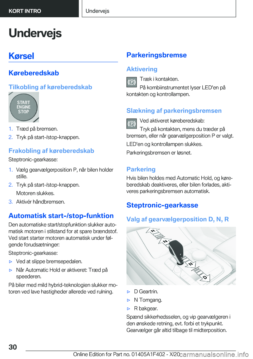BMW X5 2021  InstruktionsbØger (in Danish) �U�n�d�e�r�v�e�j�s�K�