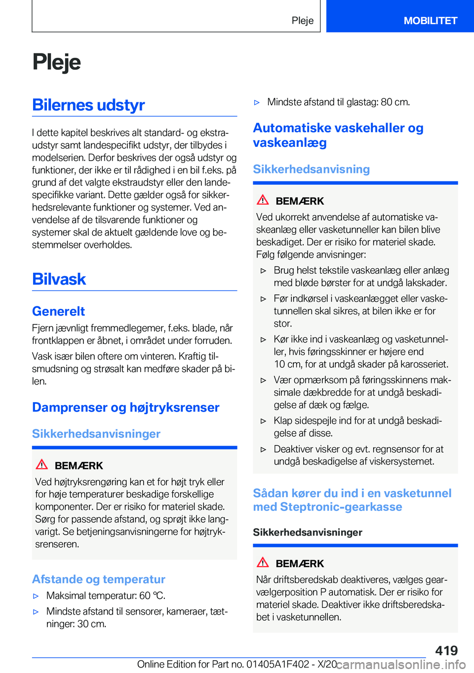 BMW X5 2021  InstruktionsbØger (in Danish) �P�l�e�j�e�B�i�l�e�r�n�e�s��u�d�s�t�y�r
�I��d�e�t�t�e��k�a�p�i�t�e�l��b�e�s�k�r�i�v�e�s��a�l�t��s�t�a�n�d�a�r�d�-��o�g��e�k�s�t�r�aj
�u�d�s�t�y�r��s�a�m�t��l�a�n�d�e�s�p�e�c�i�f�i�k�t��u�d