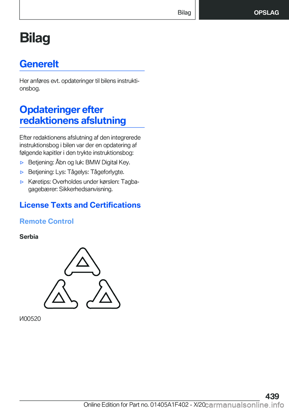 BMW X5 2021  InstruktionsbØger (in Danish) �B�i�l�a�g�G�e�n�e�r�e�l�t
�H�e�r��a�n�f�