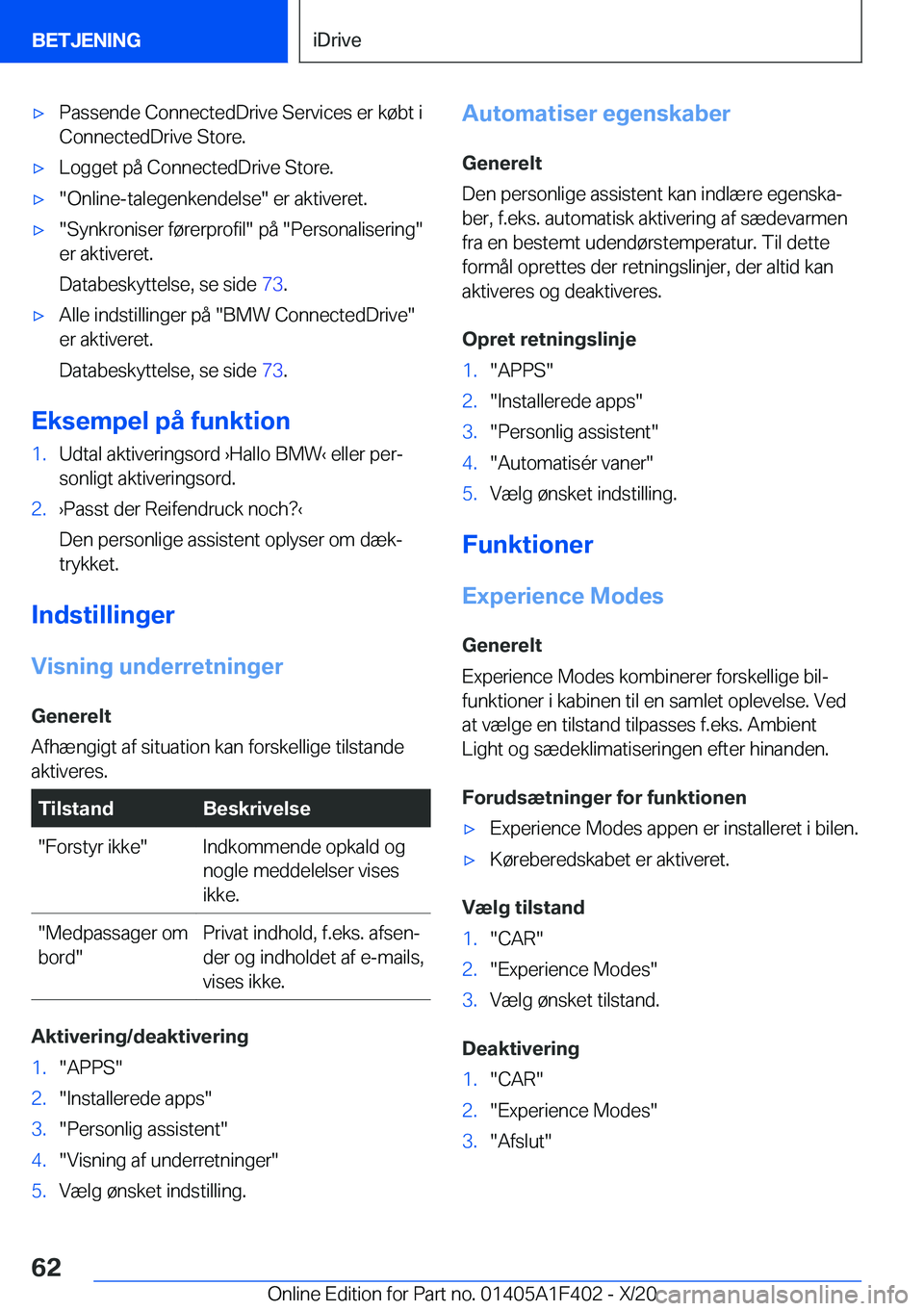 BMW X5 2021  InstruktionsbØger (in Danish) 'x�P�a�s�s�e�n�d�e��C�o�n�n�e�c�t�e�d�D�r�i�v�e��S�e�r�v�i�c�e�s��e�r��k�