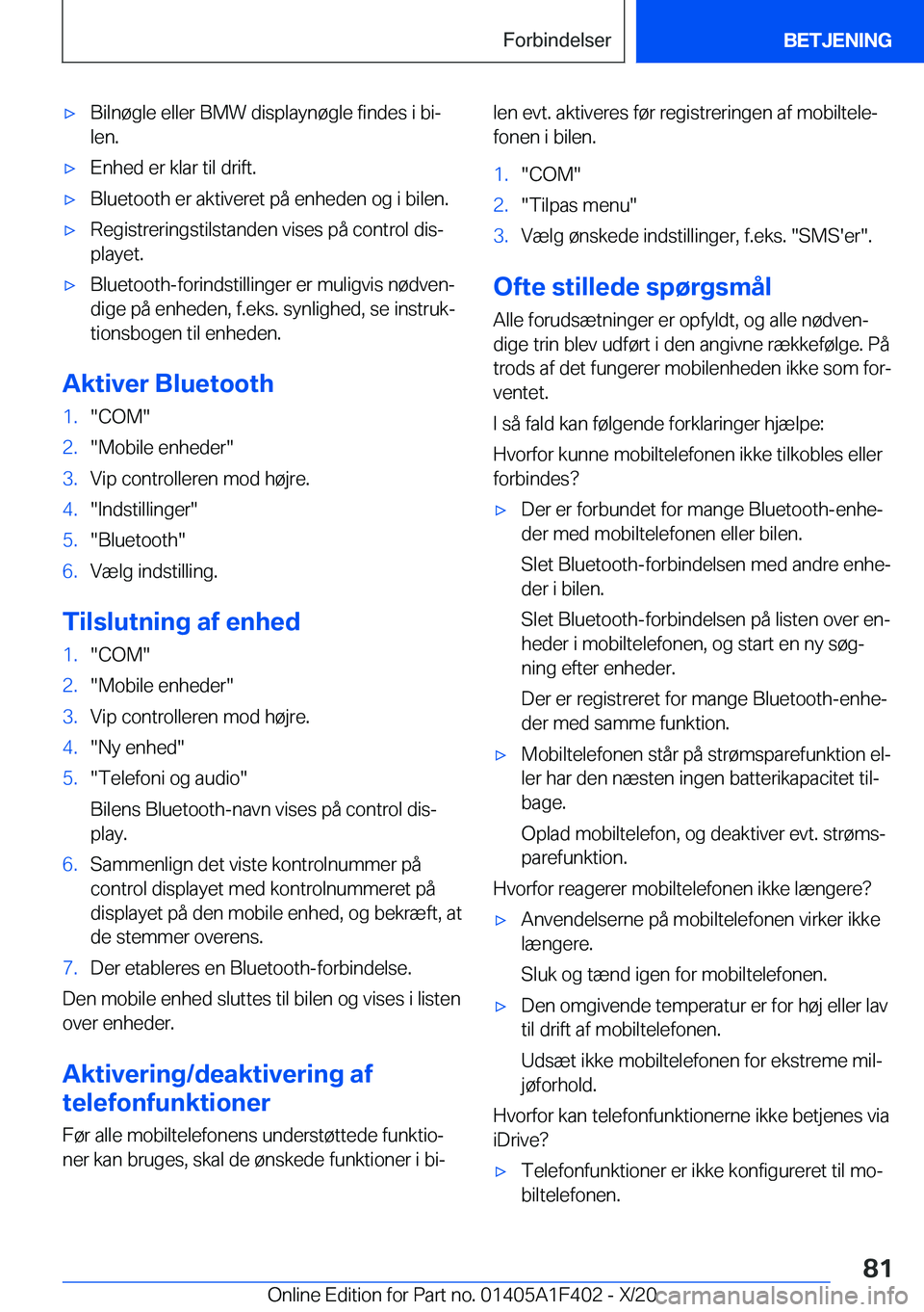 BMW X5 2021  InstruktionsbØger (in Danish) 'x�B�i�l�n�