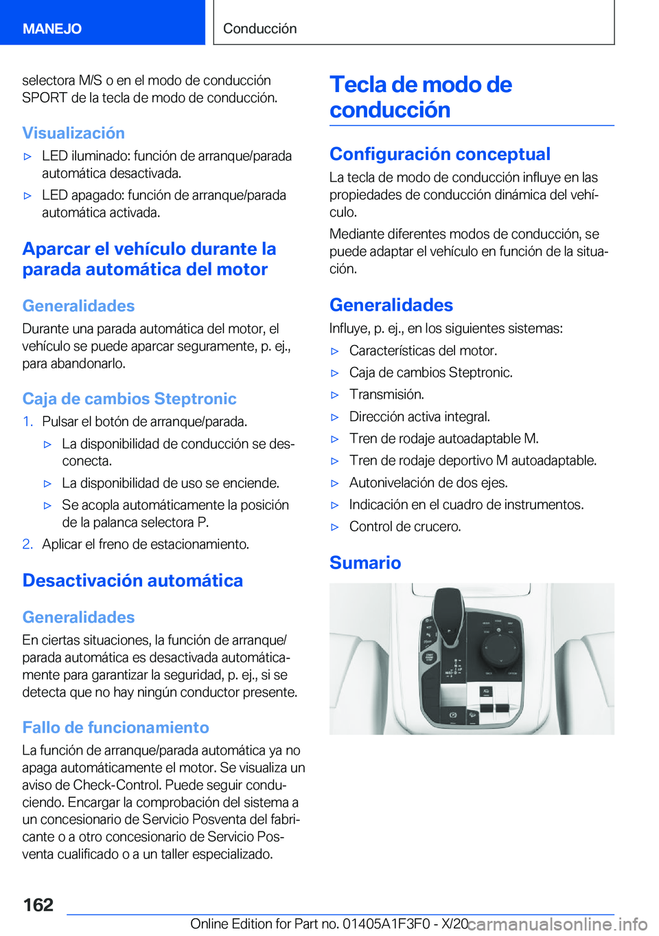 BMW X5 2021  Manuales de Empleo (in Spanish) �s�e�l�e�c�t�o�r�a��M�/�S��o��e�n��e�l��m�o�d�o��d�e��c�o�n�d�u�c�c�i�