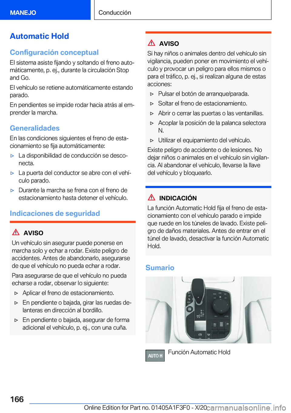 BMW X5 2021  Manuales de Empleo (in Spanish) �A�u�t�o�m�a�t�i�c��H�o�l�d
�C�o�n�f�i�g�u�r�a�c�i�