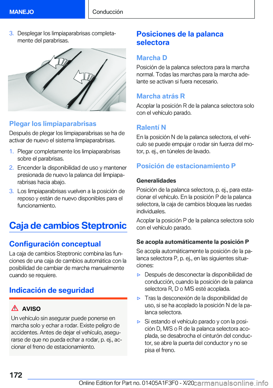 BMW X5 2021  Manuales de Empleo (in Spanish) �3�.�D�e�s�p�l�e�g�a�r��l�o�s��l�i�m�p�i�a�p�a�r�a�b�r�i�s�a�s��c�o�m�p�l�e�t�aª�m�e�n�t�e��d�e�l��p�a�r�a�b�r�i�s�a�s�.
�P�l�e�g�a�r��l�o�s��l�i�m�p�i�a�p�a�r�a�b�r�i�s�a�s
�D�e�s�p�u�