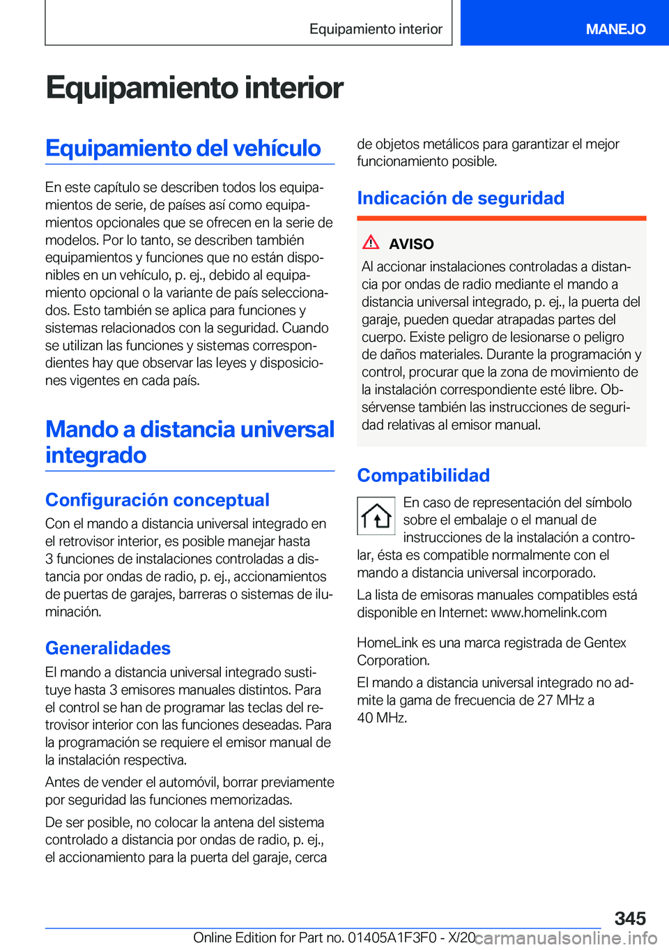 BMW X5 2021  Manuales de Empleo (in Spanish) �E�q�u�i�p�a�m�i�e�n�t�o��i�n�t�e�r�i�o�r�E�q�u�i�p�a�m�i�e�n�t�o��d�e�l��v�e�h�