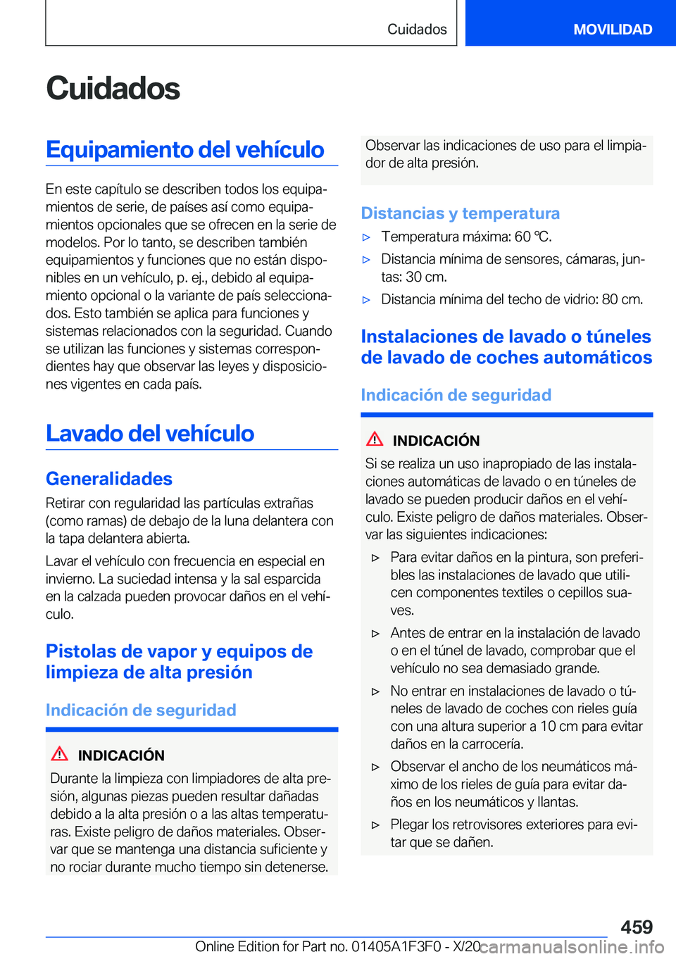 BMW X5 2021  Manuales de Empleo (in Spanish) �C�u�i�d�a�d�o�s�E�q�u�i�p�a�m�i�e�n�t�o��d�e�l��v�e�h�