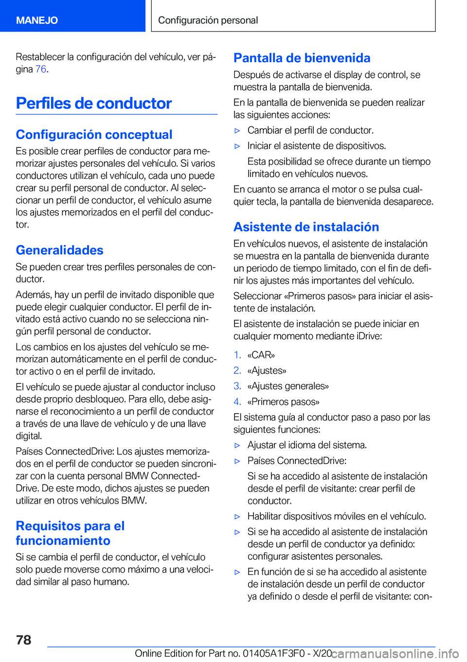 BMW X5 2021  Manuales de Empleo (in Spanish) �R�e�s�t�a�b�l�e�c�e�r��l�a��c�o�n�f�i�g�u�r�a�c�i�