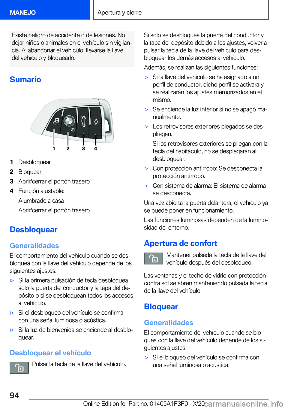 BMW X5 2021  Manuales de Empleo (in Spanish) �E�x�i�s�t�e��p�e�l�i�g�r�o��d�e��a�c�c�i�d�e�n�t�e��o��d�e��l�e�s�i�o�n�e�s�.��N�o
�d�e�j�a�r��n�i�