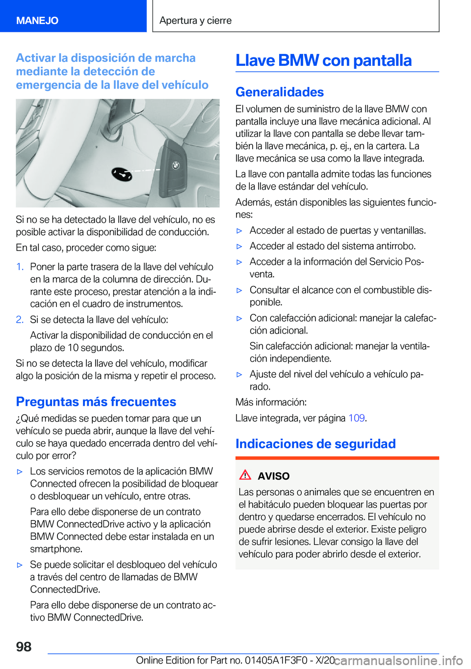 BMW X5 2021  Manuales de Empleo (in Spanish) �A�c�t�i�v�a�r��l�a��d�i�s�p�o�s�i�c�i�