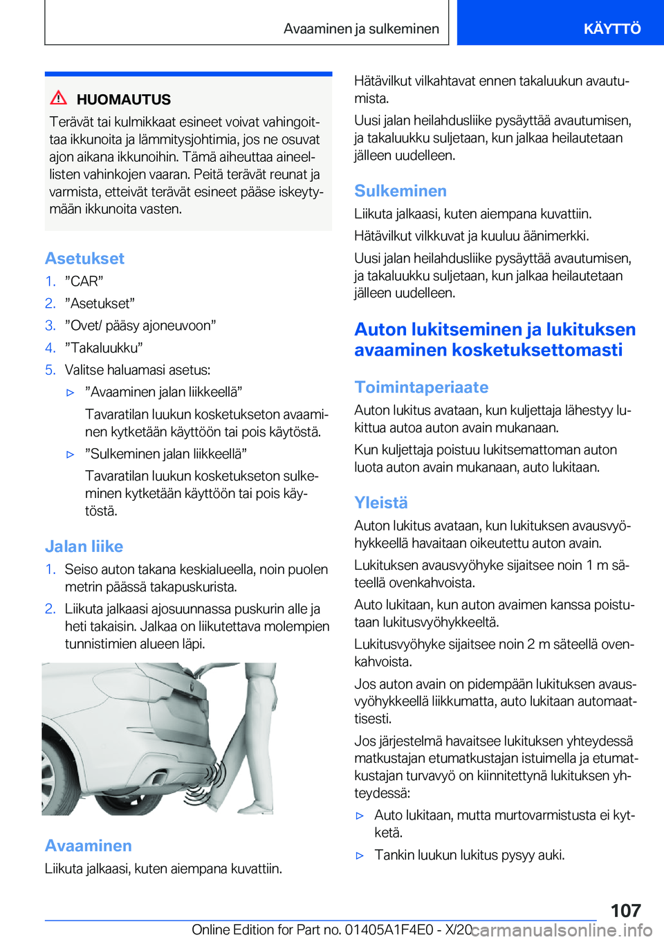 BMW X5 2021  Omistajan Käsikirja (in Finnish) �H�U�O�M�A�U�T�U�S
�T�e�r�