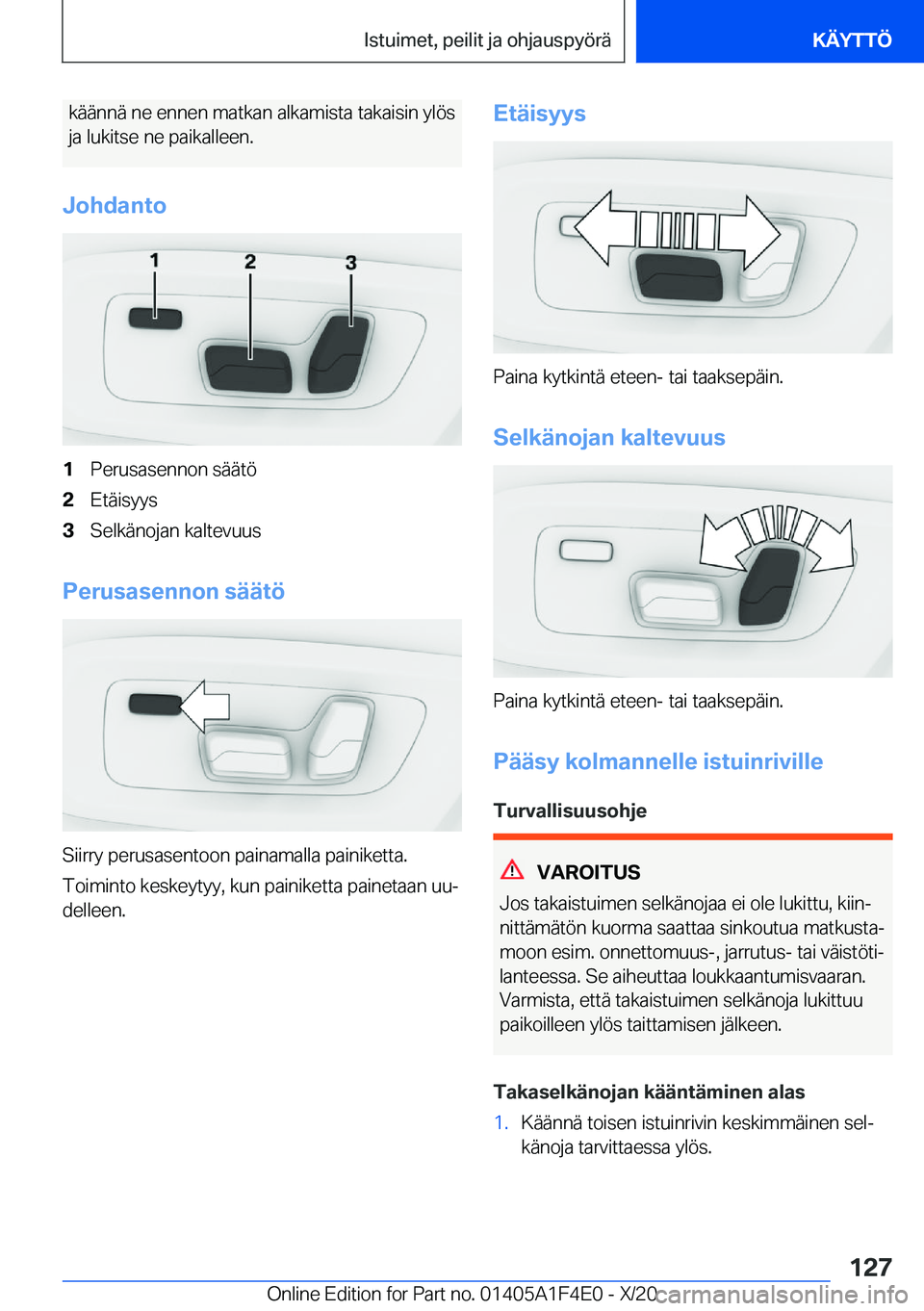 BMW X5 2021  Omistajan Käsikirja (in Finnish) �k�