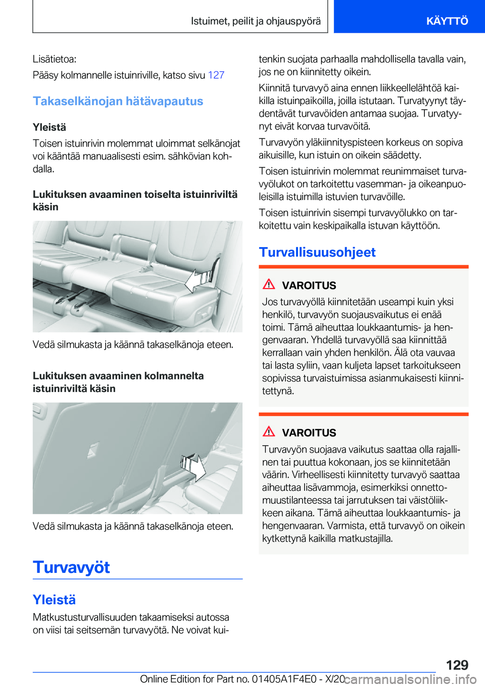 BMW X5 2021  Omistajan Käsikirja (in Finnish) �L�i�s�