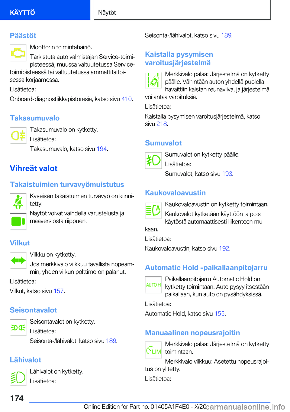 BMW X5 2021  Omistajan Käsikirja (in Finnish) �P�