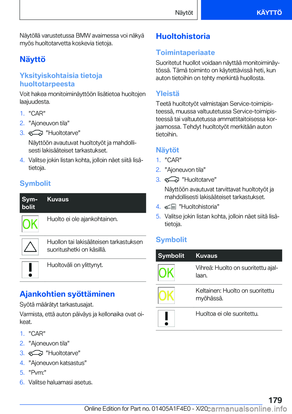 BMW X5 2021  Omistajan Käsikirja (in Finnish) �N�