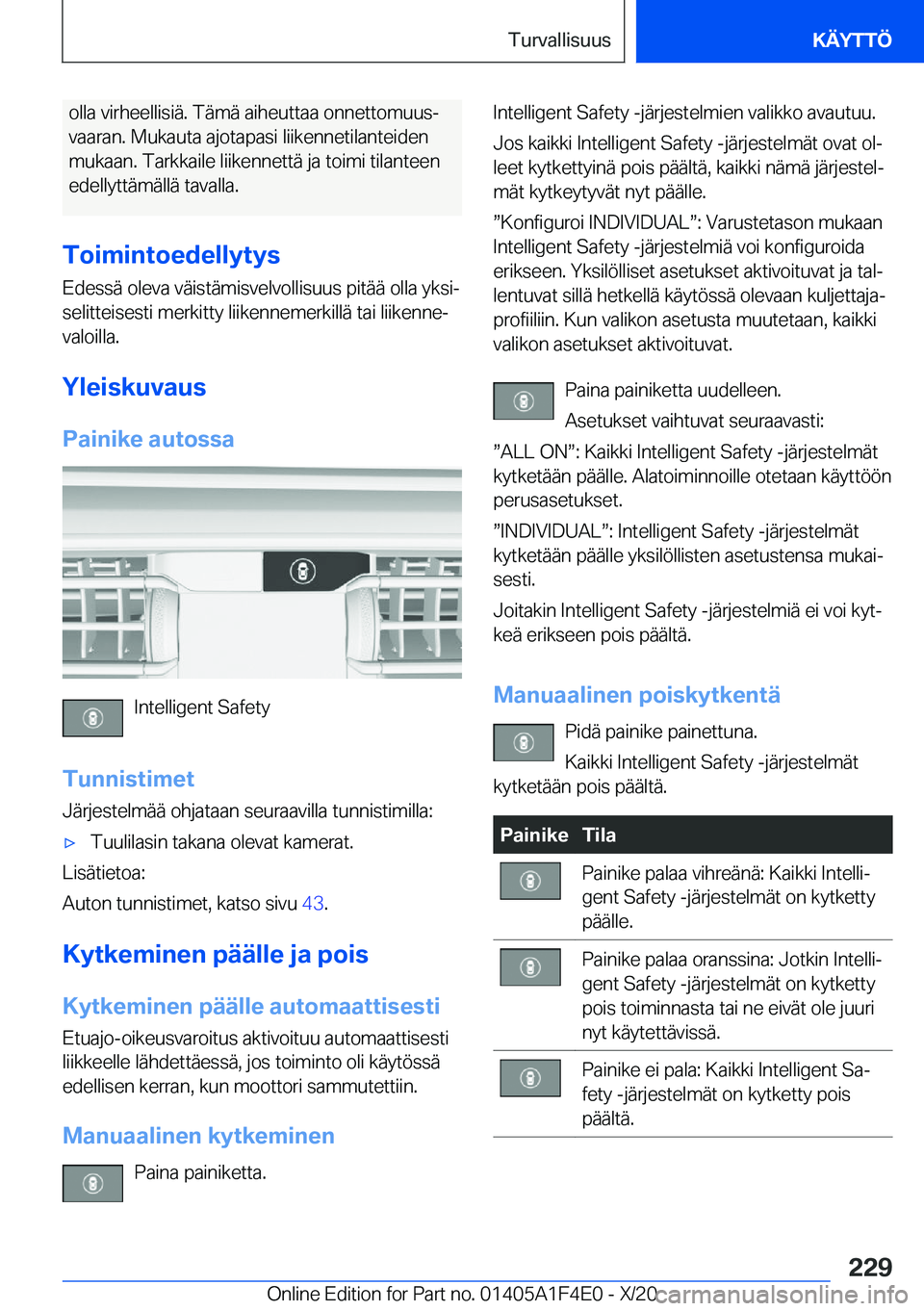 BMW X5 2021  Omistajan Käsikirja (in Finnish) �o�l�l�a��v�i�r�h�e�e�l�l�i�s�i�