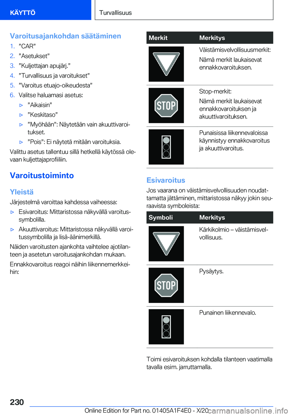 BMW X5 2021  Omistajan Käsikirja (in Finnish) �V�a�r�o�i�t�u�s�a�j�a�n�k�o�h�d�a�n��s�