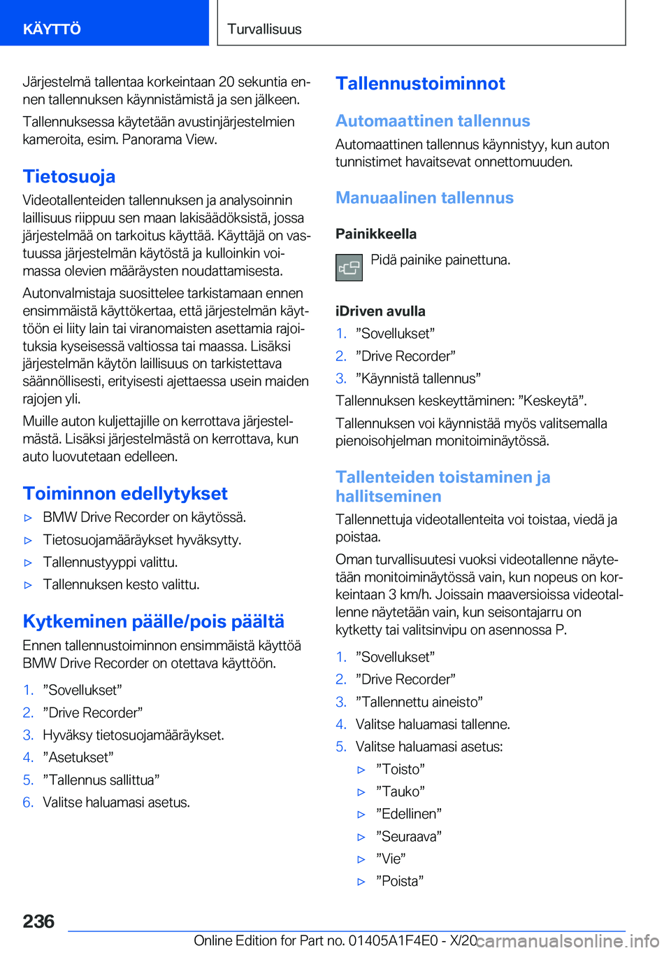 BMW X5 2021  Omistajan Käsikirja (in Finnish) �J�
