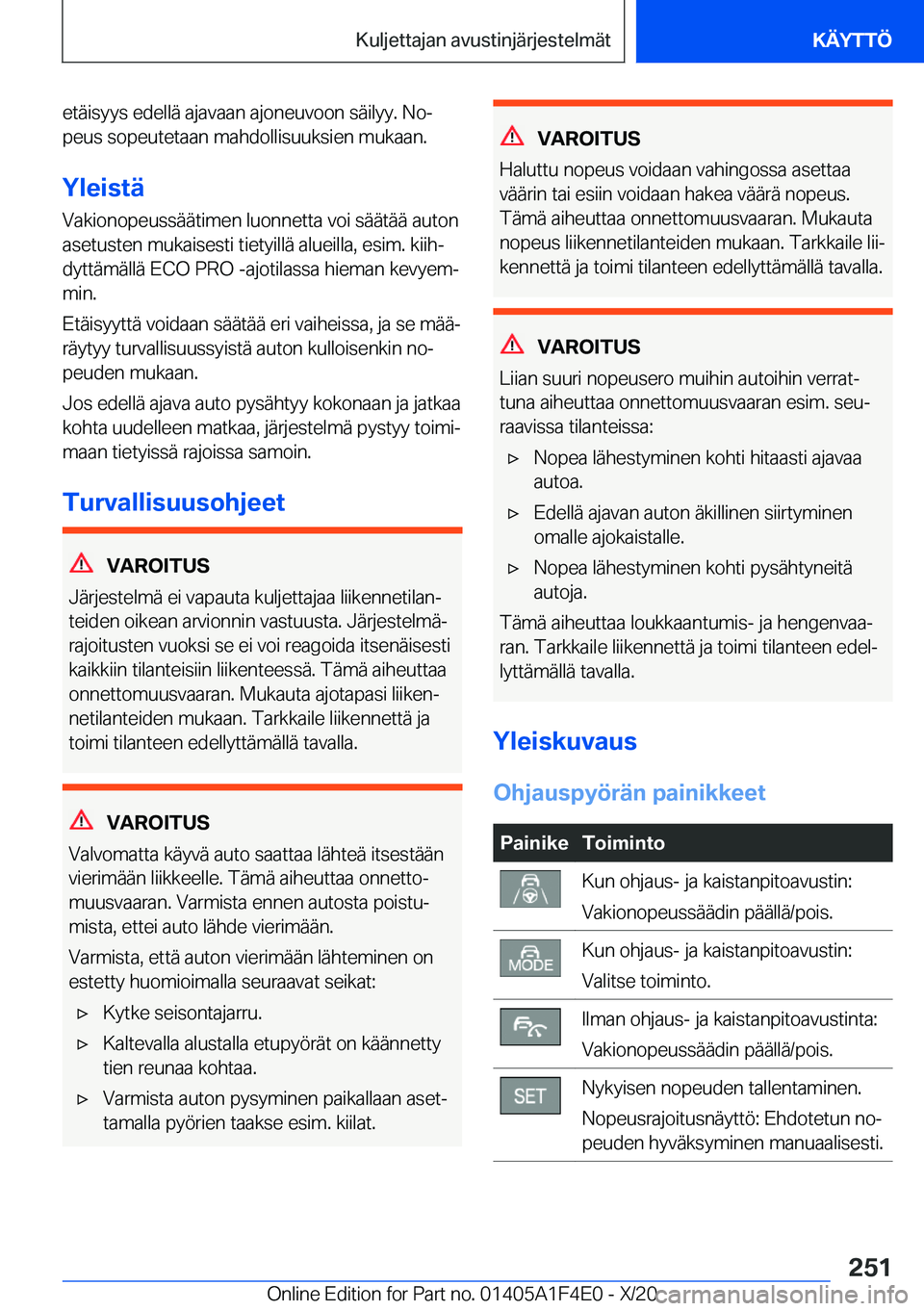 BMW X5 2021  Omistajan Käsikirja (in Finnish) �e�t�