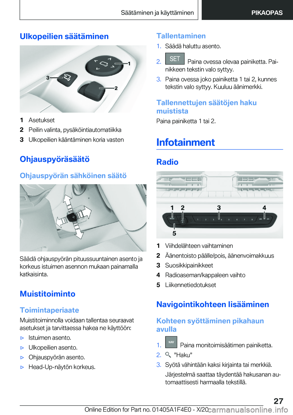 BMW X5 2021  Omistajan Käsikirja (in Finnish) �U�l�k�o�p�e�i�l�i�e�n��s�