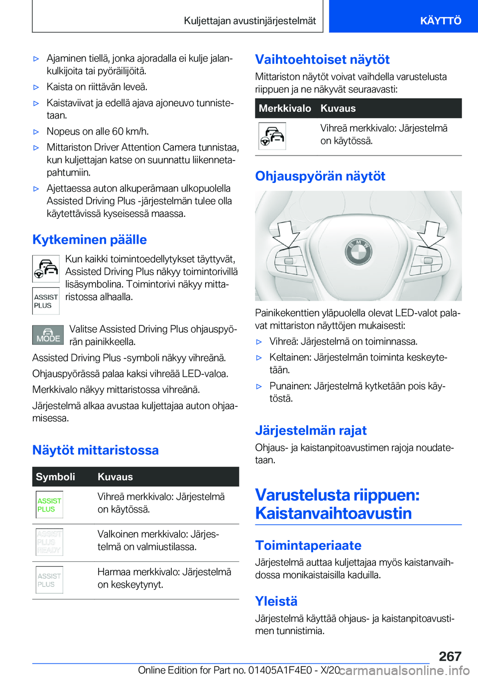 BMW X5 2021  Omistajan Käsikirja (in Finnish) 'x�A�j�a�m�i�n�e�n��t�i�e�l�l�