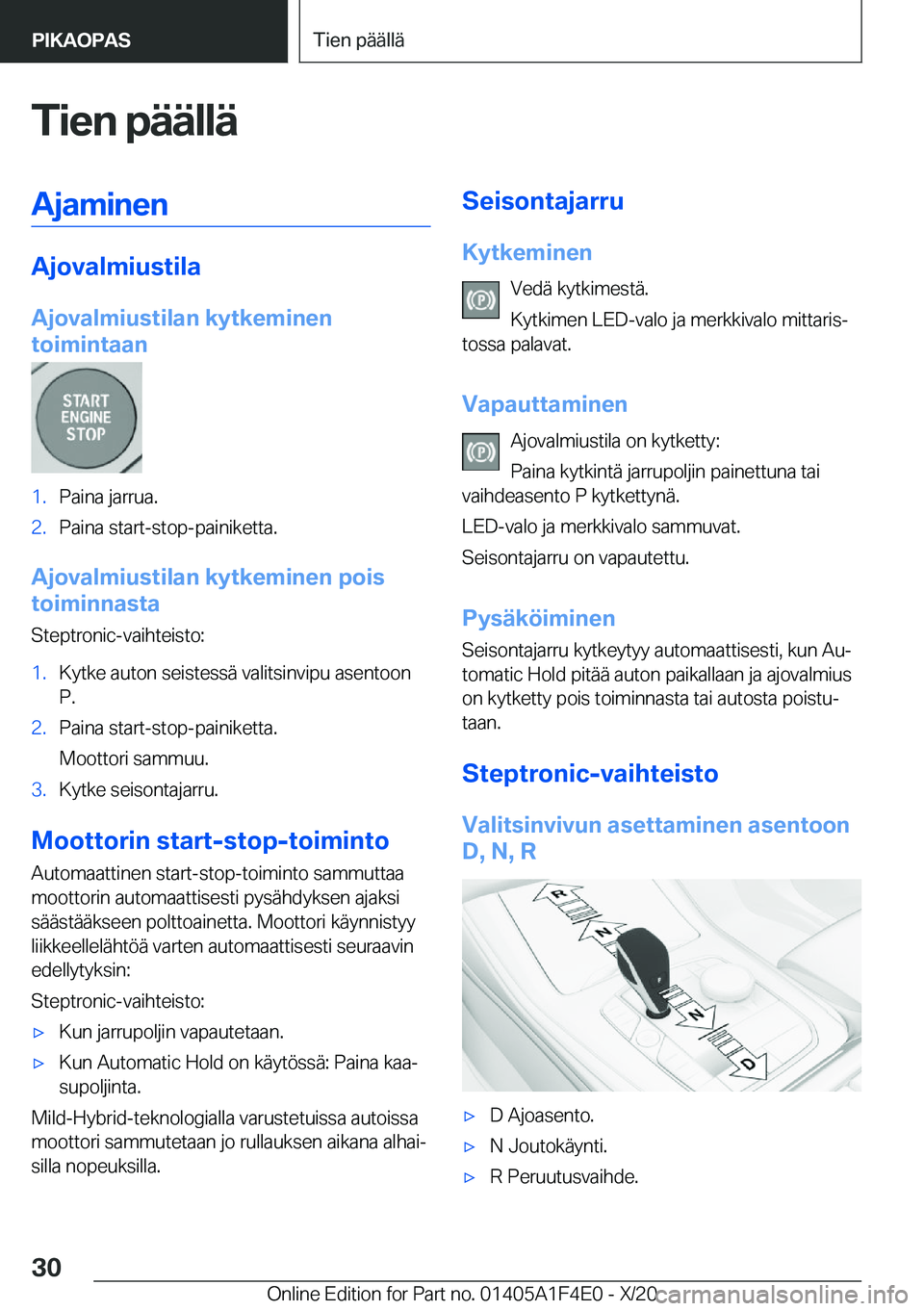 BMW X5 2021  Omistajan Käsikirja (in Finnish) �T�i�e�n��p�
