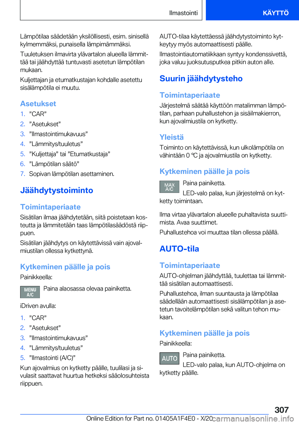 BMW X5 2021  Omistajan Käsikirja (in Finnish) �L�