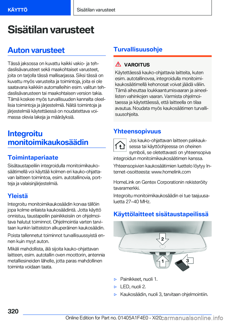 BMW X5 2021  Omistajan Käsikirja (in Finnish) �S�i�s�