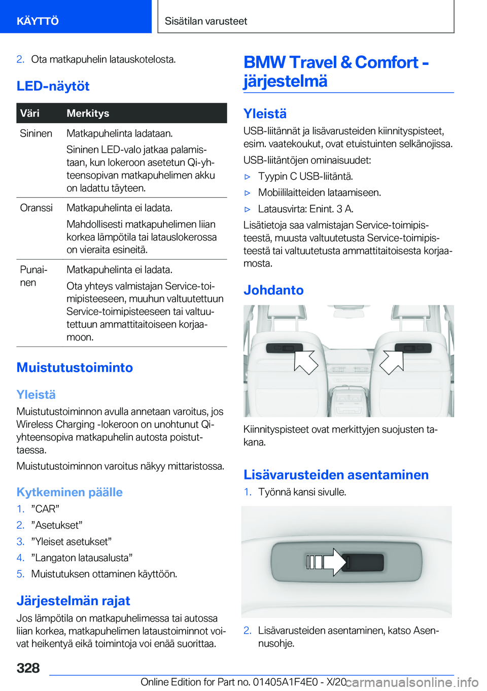 BMW X5 2021  Omistajan Käsikirja (in Finnish) �2�.�O�t�a��m�a�t�k�a�p�u�h�e�l�i�n��l�a�t�a�u�s�k�o�t�e�l�o�s�t�a�.
�L�E�D�-�n�