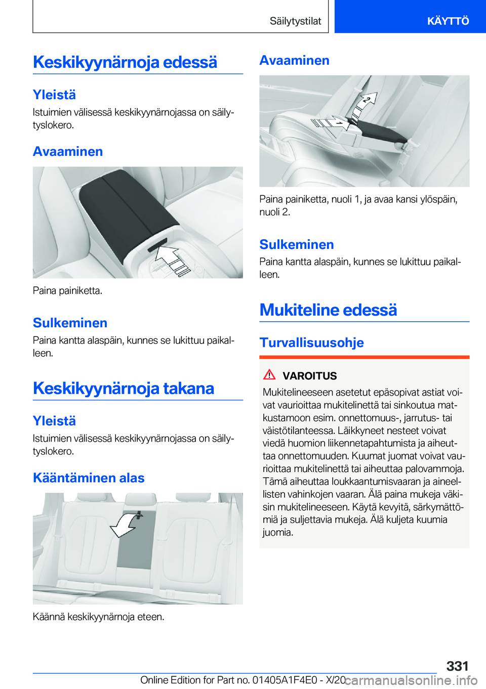 BMW X5 2021  Omistajan Käsikirja (in Finnish) �K�e�s�k�i�k�y�y�n�