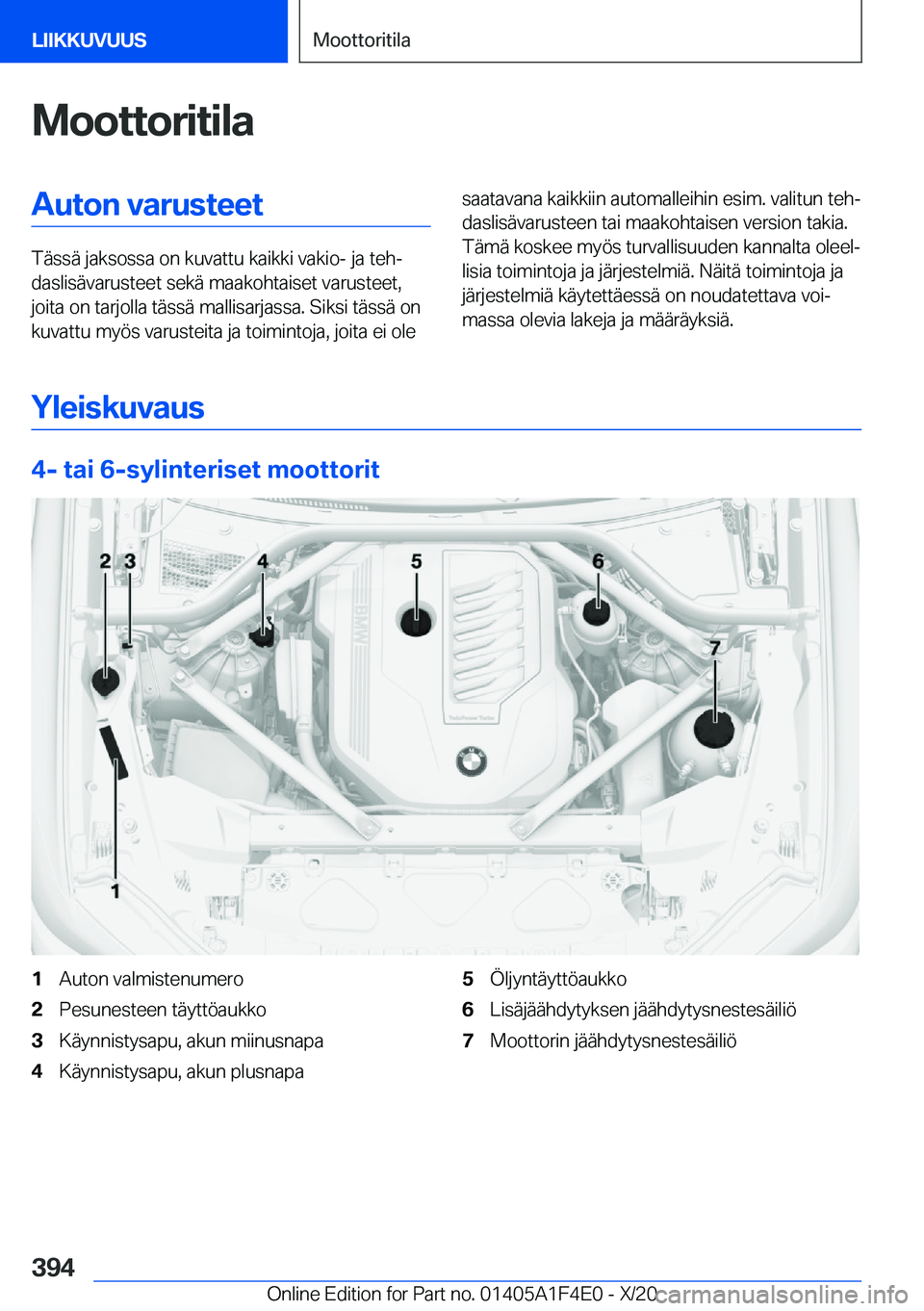 BMW X5 2021  Omistajan Käsikirja (in Finnish) �M�o�o�t�t�o�r�i�t�i�l�a�A�u�t�o�n��v�a�r�u�s�t�e�e�t
�T�