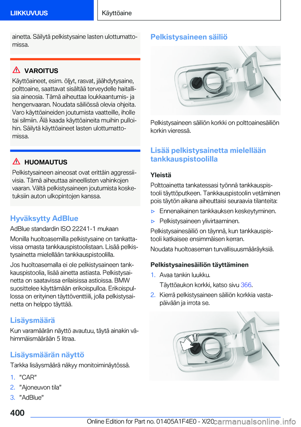 BMW X5 2021  Omistajan Käsikirja (in Finnish) �a�i�n�e�t�t�a�.��S�