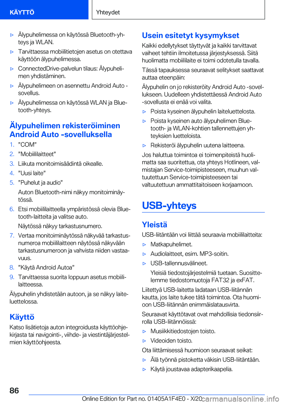 BMW X5 2021  Omistajan Käsikirja (in Finnish) 'x�