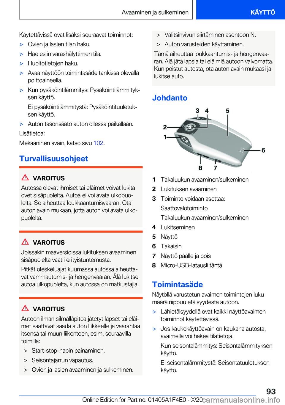 BMW X5 2021  Omistajan Käsikirja (in Finnish) �K�