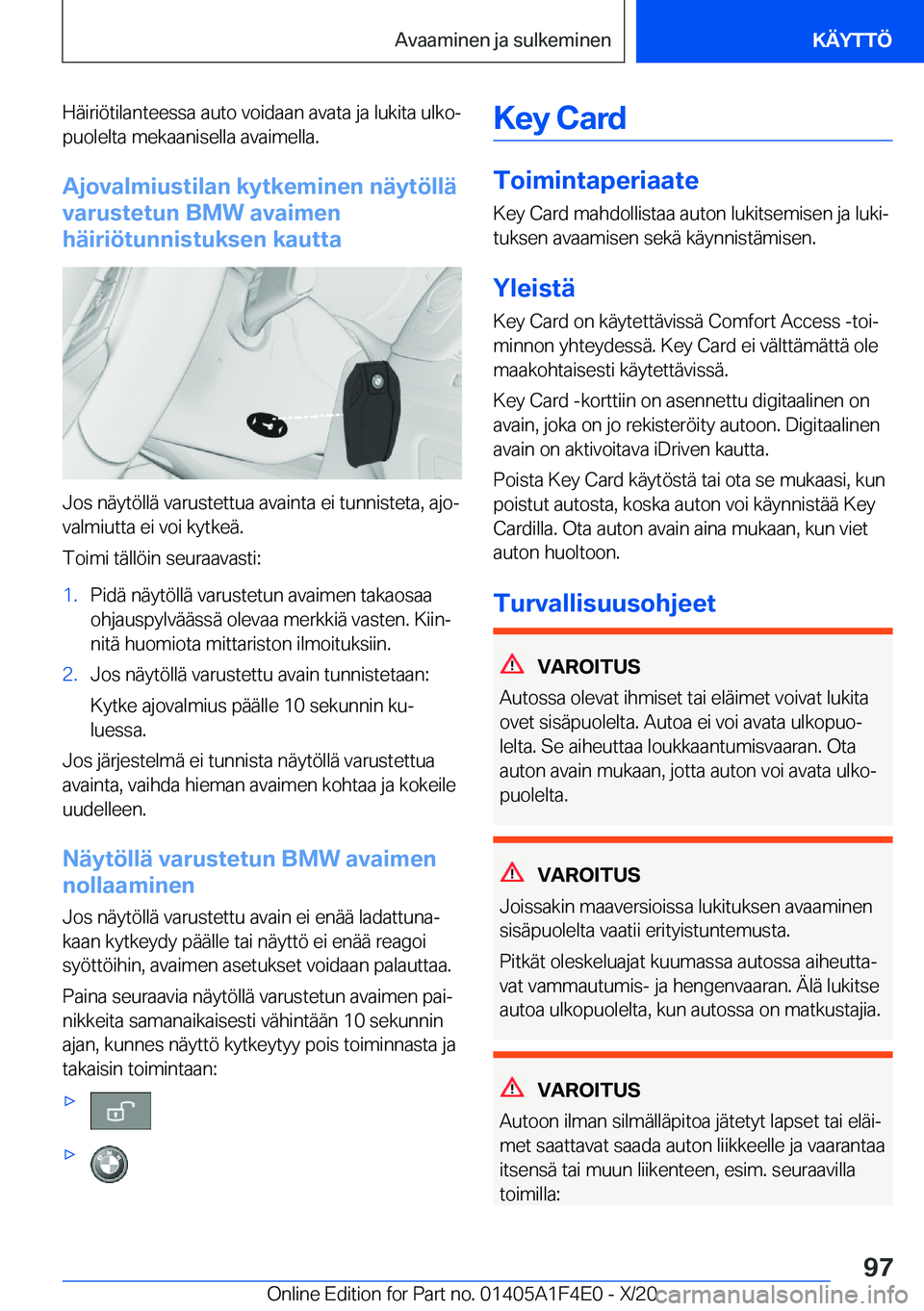 BMW X5 2021  Omistajan Käsikirja (in Finnish) �H�