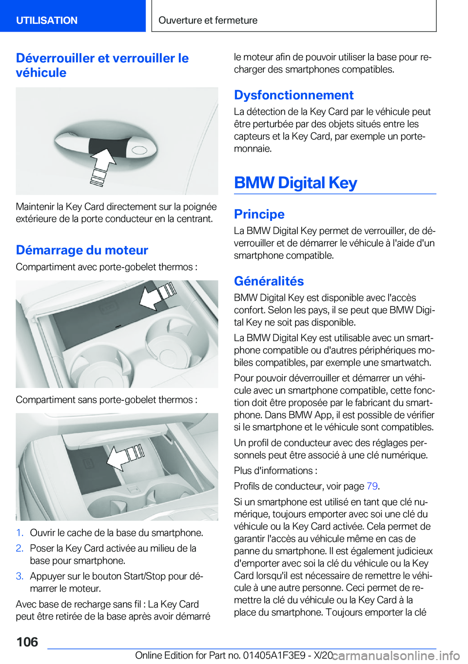 BMW X5 2021  Notices Demploi (in French) �D�é�v�e�r�r�o�u�i�l�l�e�r��e�t��v�e�r�r�o�u�i�l�l�e�r��l�e
�v�é�h�i�c�u�l�e
�M�a�i�n�t�e�n�i�r��l�a��K�e�y��C�a�r�d��d�i�r�e�c�t�e�m�e�n�t��s�u�r��l�a��p�o�i�g�n�é�e �e�x�t�é�r�i�e�u�r�