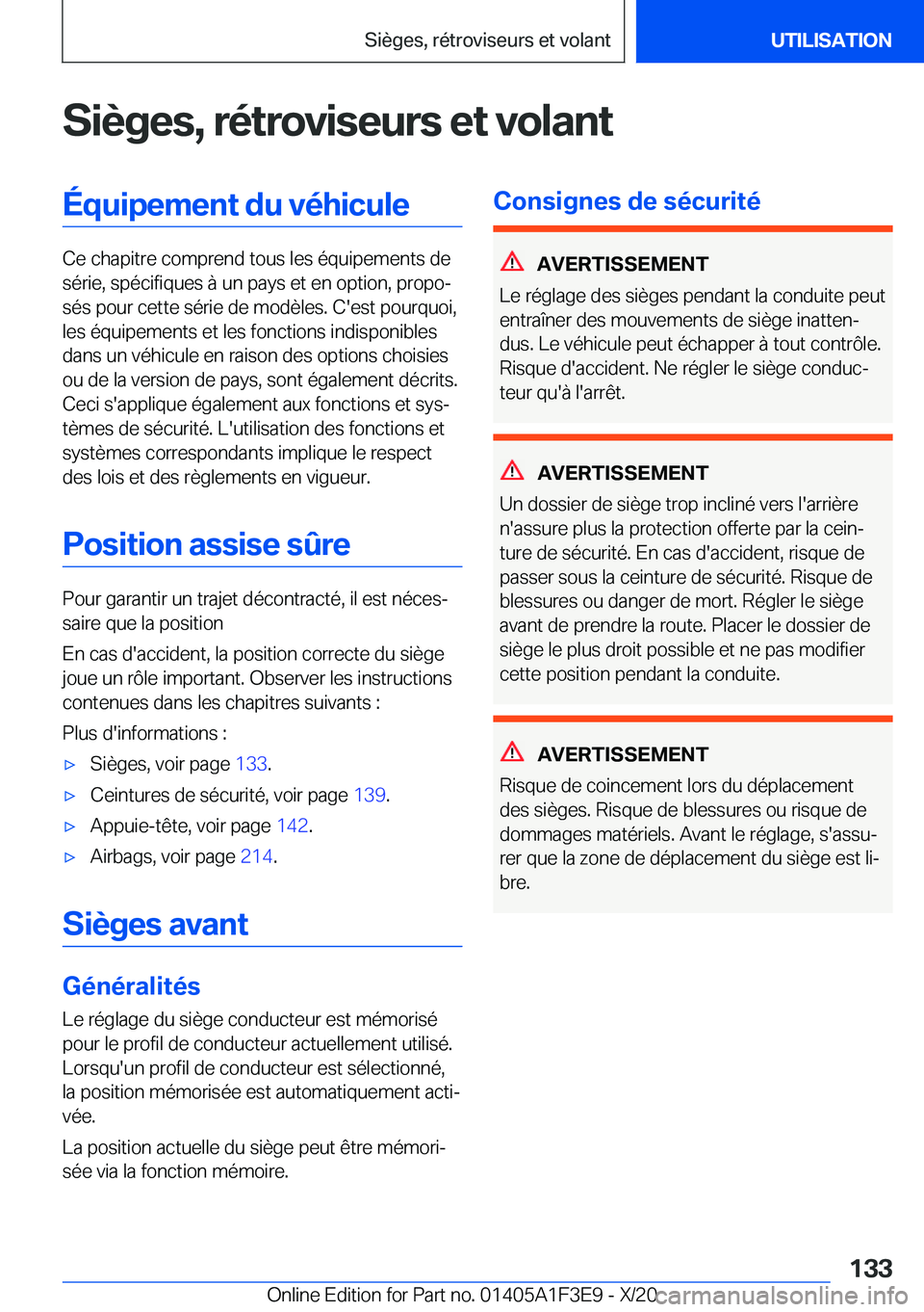 BMW X5 2021  Notices Demploi (in French) �S�i�è�g�e�s�,��r�é�t�r�o�v�i�s�e�u�r�s��e�t��v�o�l�a�n�t�