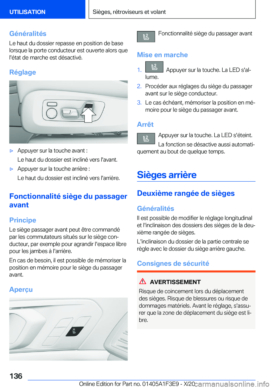 BMW X5 2021  Notices Demploi (in French) �G�é�n�é�r�a�l�i�t�é�s
�L�e��h�a�u�t��d�u��d�o�s�s�i�e�r��r�e�p�a�s�s�e��e�n��p�o�s�i�t�i�o�n��d�e��b�a�s�e
�l�o�r�s�q�u�e��l�a��p�o�r�t�e��c�o�n�d�u�c�t�e�u�r��e�s�t��o�u�v�e�r�t�e��