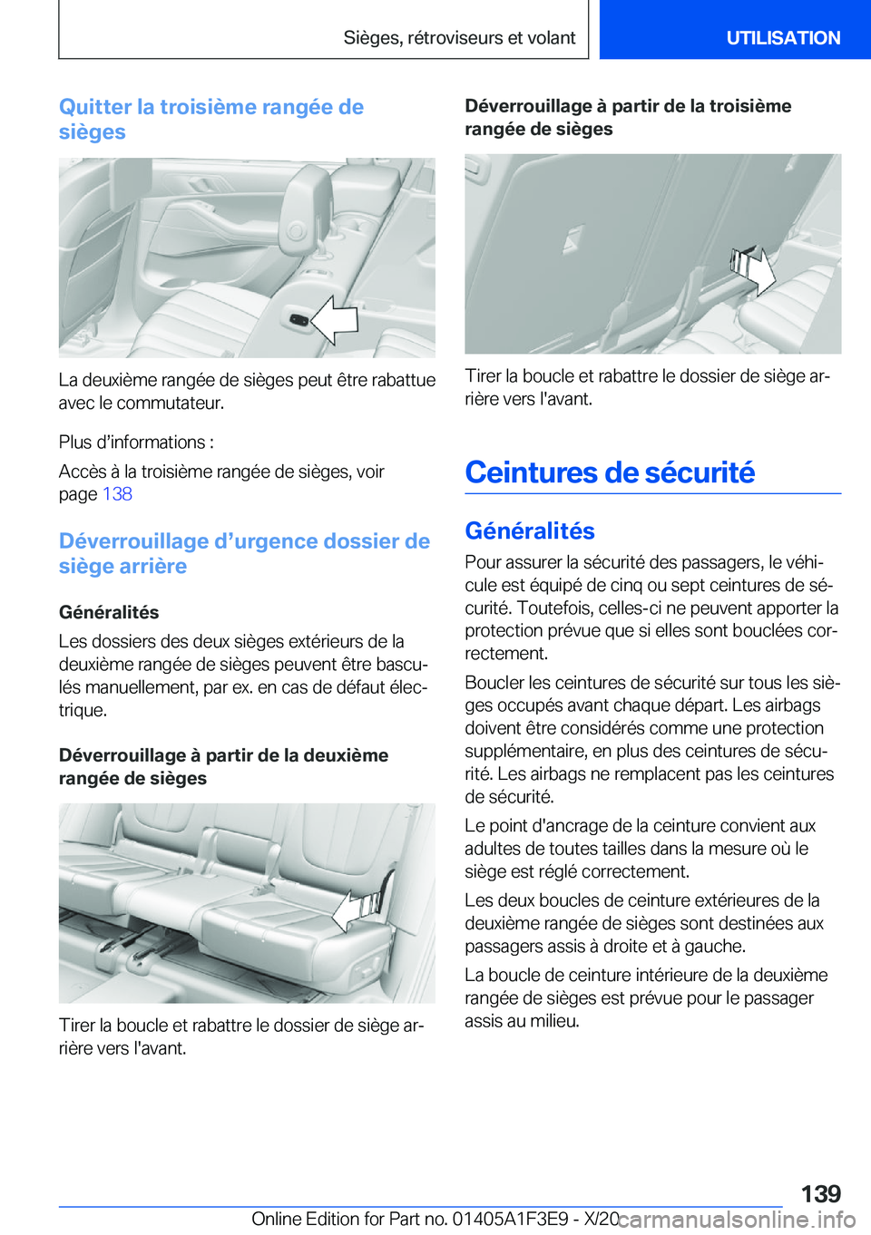 BMW X5 2021  Notices Demploi (in French) �Q�u�i�t�t�e�r��l�a��t�r�o�i�s�i�è�m�e��r�a�n�g�é�e��d�e
�s�i�è�g�e�s
�L�a��d�e�u�x�i�è�m�e��r�a�n�g�é�e��d�e��s�i�è�g�e�s��p�e�u�t��ê�t�r�e��r�a�b�a�t�t�u�e
�a�v�e�c��l�e��c�o�m�m