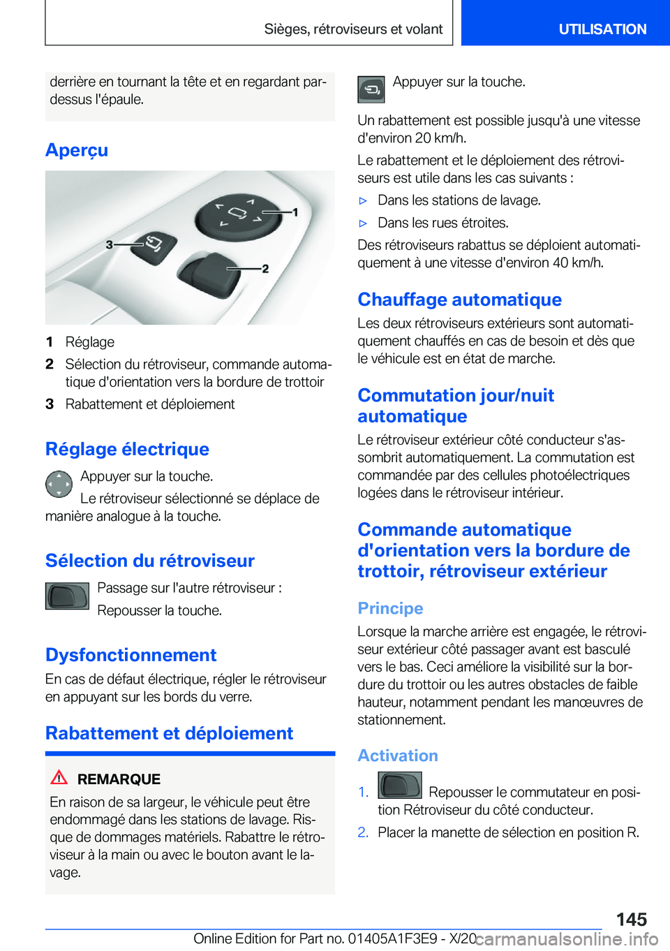 BMW X5 2021  Notices Demploi (in French) �d�e�r�r�i�è�r�e��e�n��t�o�u�r�n�a�n�t��l�a��t�ê�t�e��e�t��e�n��r�e�g�a�r�d�a�n�t��p�a�r�-�d�e�s�s�u�s��l�'�é�p�a�u�l�e�.
�A�p�e�r�ç�u�1�R�é�g�l�a�g�e�2�S�é�l�e�c�t�i�o�n��d�u��r�