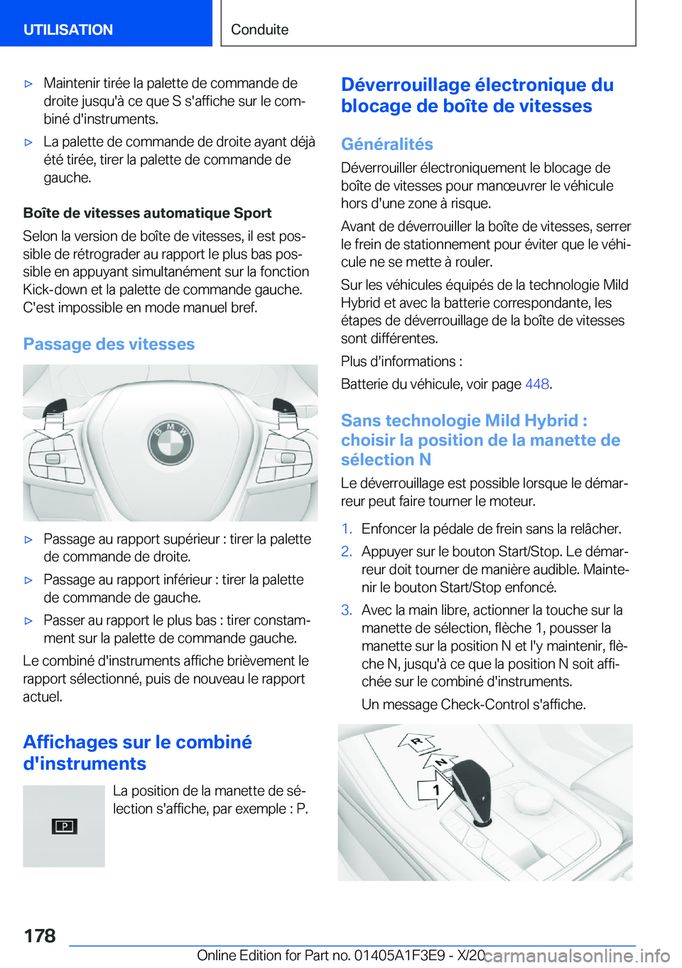BMW X5 2021  Notices Demploi (in French) 'x�M�a�i�n�t�e�n�i�r��t�i�r�é�e��l�a��p�a�l�e�t�t�e��d�e��c�o�m�m�a�n�d�e��d�e
�d�r�o�i�t�e��j�u�s�q�u�'�
