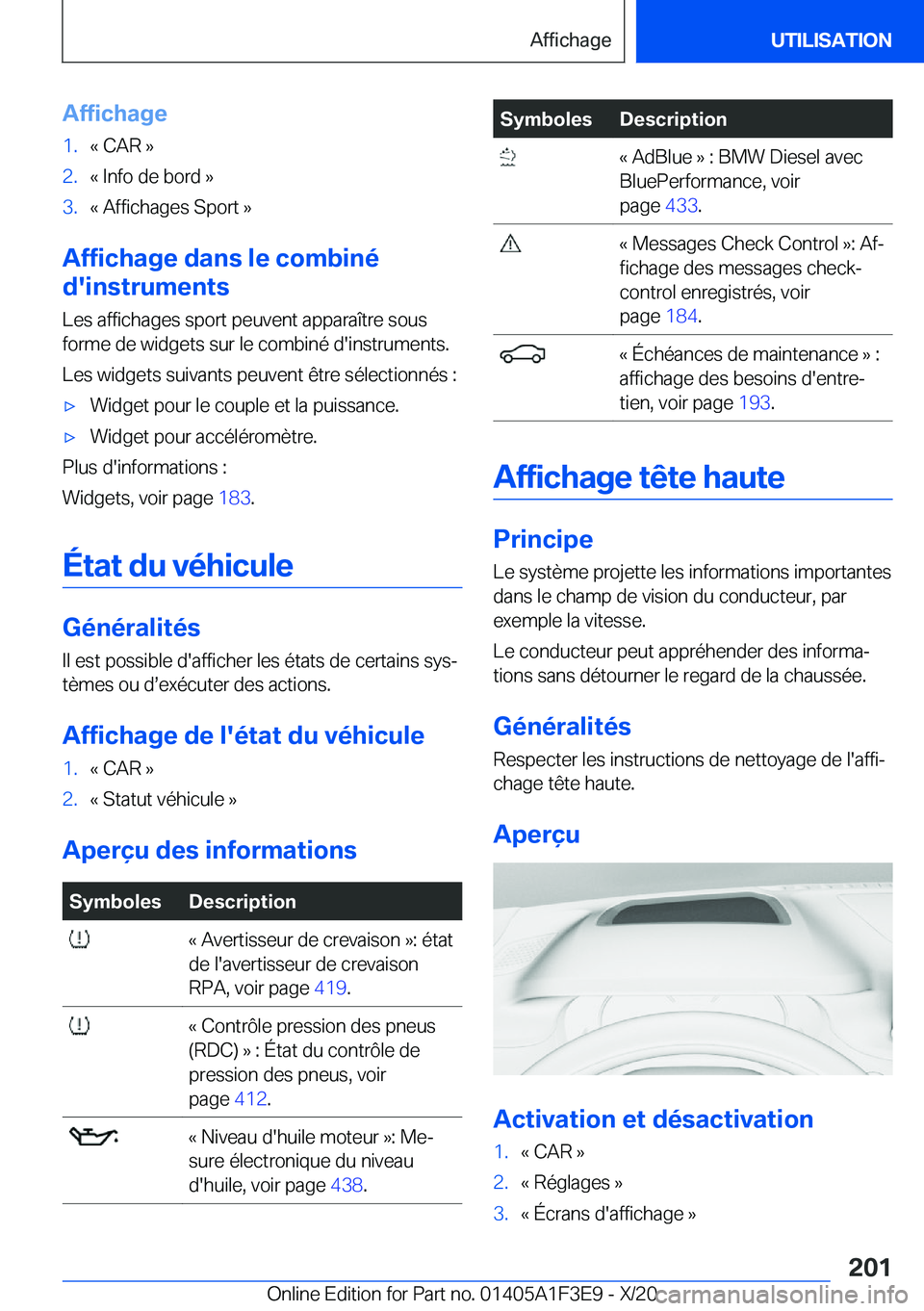 BMW X5 2021  Notices Demploi (in French) �A�f�f�i�c�h�a�g�e�1�.�k��C�A�R��{�2�.�k��I�n�f�o��d�e��b�o�r�d��{�3�.�k��A�f�f�i�c�h�a�g�e�s��S�p�o�r�t��{
�A�f�f�i�c�h�a�g�e��d�a�n�s��l�e��c�o�m�b�i�n�é
�d�'�i�n�s�t�r�u�m�e�n�t�s
