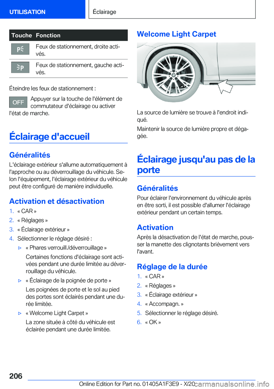 BMW X5 2021  Notices Demploi (in French) �T�o�u�c�h�e�F�o�n�c�t�i�o�n�F�e�u�x��d�e��s�t�a�t�i�o�n�n�e�m�e�n�t�,��d�r�o�i�t�e��a�c�t�ij
�v�é�s�.�F�e�u�x��d�e��s�t�a�t�i�o�n�n�e�m�e�n�t�,��g�a�u�c�h�e��a�c�t�ij
�v�é�s�.
�