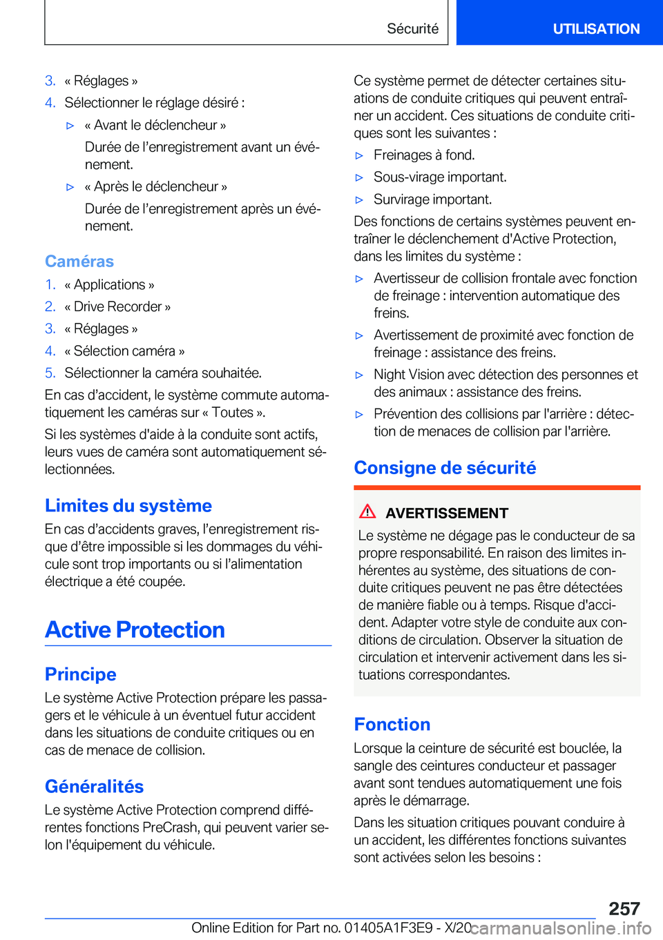 BMW X5 2021  Notices Demploi (in French) �3�.�k��R�é�g�l�a�g�e�s��{�4�.�S�é�l�e�c�t�i�o�n�n�e�r��l�e��r�é�g�l�a�g�e��d�é�s�i�r�é��:'x�k��A�v�a�n�t��l�e��d�é�c�l�e�n�c�h�e�u�r��{
�D�u�r�é�e��d�e��ls�e�n�r�e�g�i�s�t�r�e