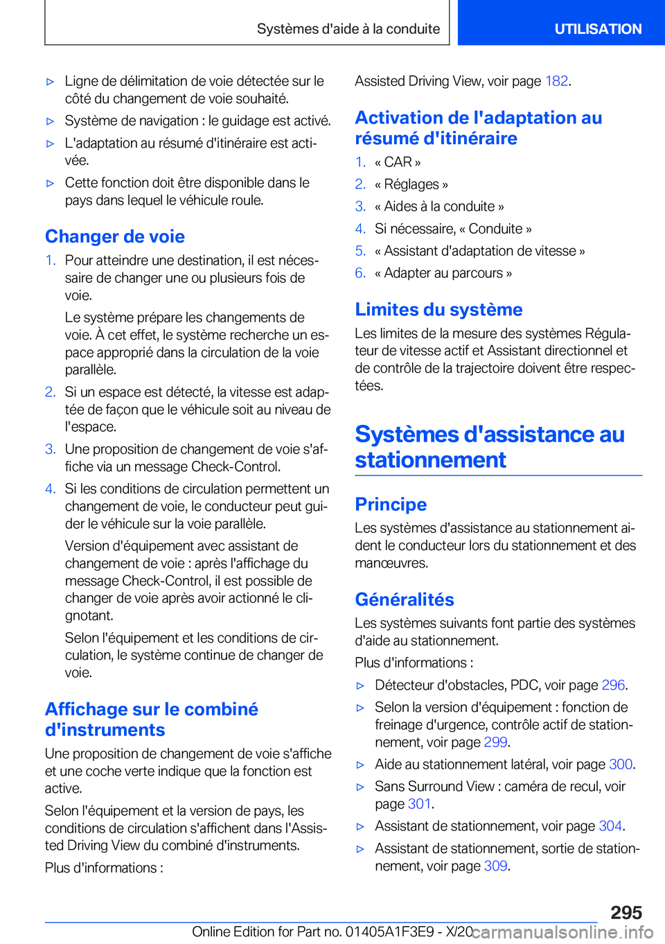 BMW X5 2021  Notices Demploi (in French) 'x�L�i�g�n�e��d�e��d�é�l�i�m�i�t�a�t�i�o�n��d�e��v�o�i�e��d�é�t�e�c�t�é�e��s�u�r��l�e�c�