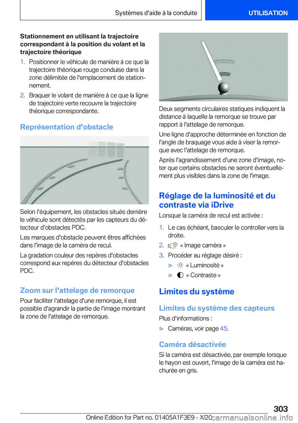 BMW X5 2021  Notices Demploi (in French) �S�t�a�t�i�o�n�n�e�m�e�n�t��e�n��u�t�i�l�i�s�a�n�t��l�a��t�r�a�j�e�c�t�o�i�r�e�c�o�r�r�e�s�p�o�n�d�a�n�t��