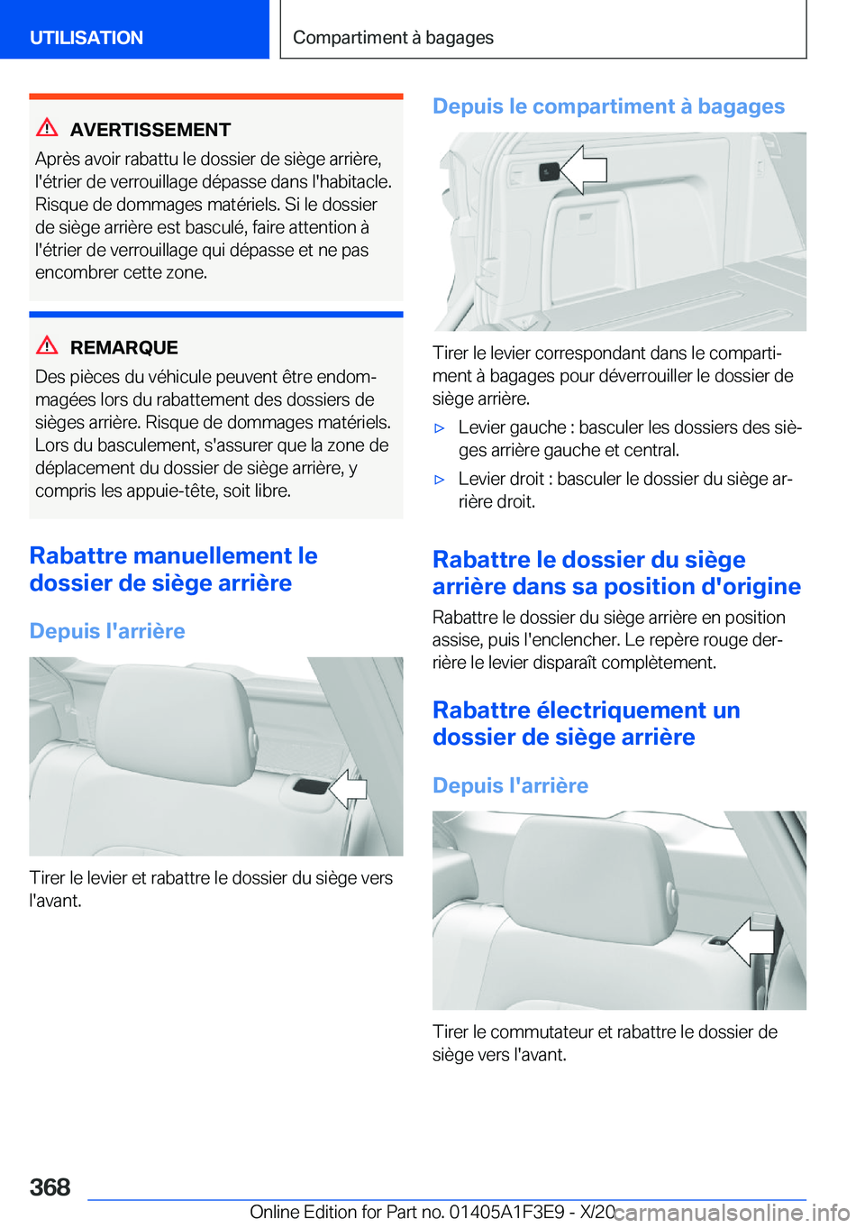 BMW X5 2021  Notices Demploi (in French) �A�V�E�R�T�I�S�S�E�M�E�N�T
�A�p�r�è�s��a�v�o�i�r��r�a�b�a�t�t�u��l�e��d�o�s�s�i�e�r��d�e��s�i�è�g�e��a�r�r�i�è�r�e�,
�l�'�é�t�r�i�e�r��d�e��v�e�r�r�o�u�i�l�l�a�g�e��d�é�p�a�s�s�e��