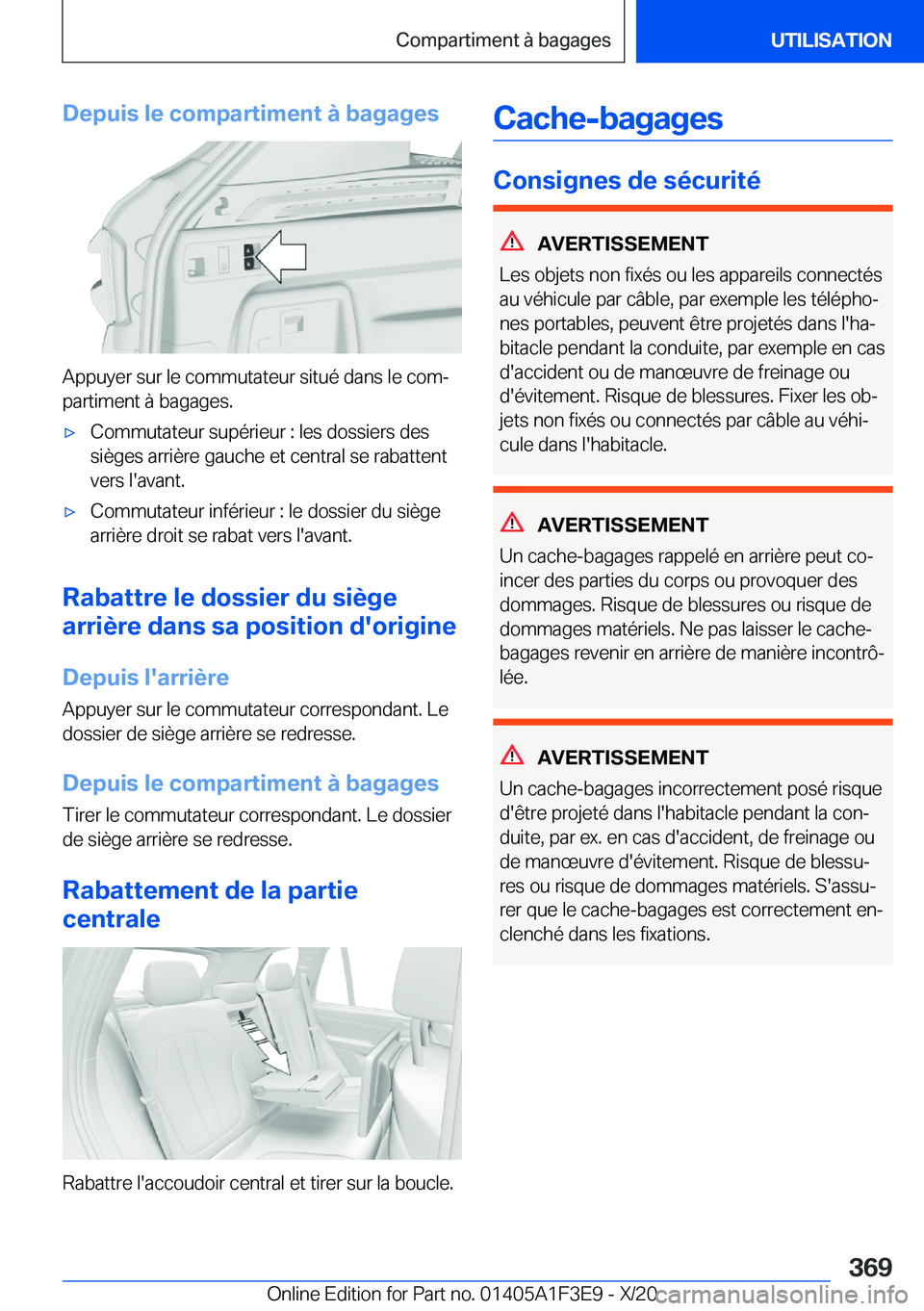 BMW X5 2021  Notices Demploi (in French) �D�e�p�u�i�s��l�e��c�o�m�p�a�r�t�i�m�e�n�t��