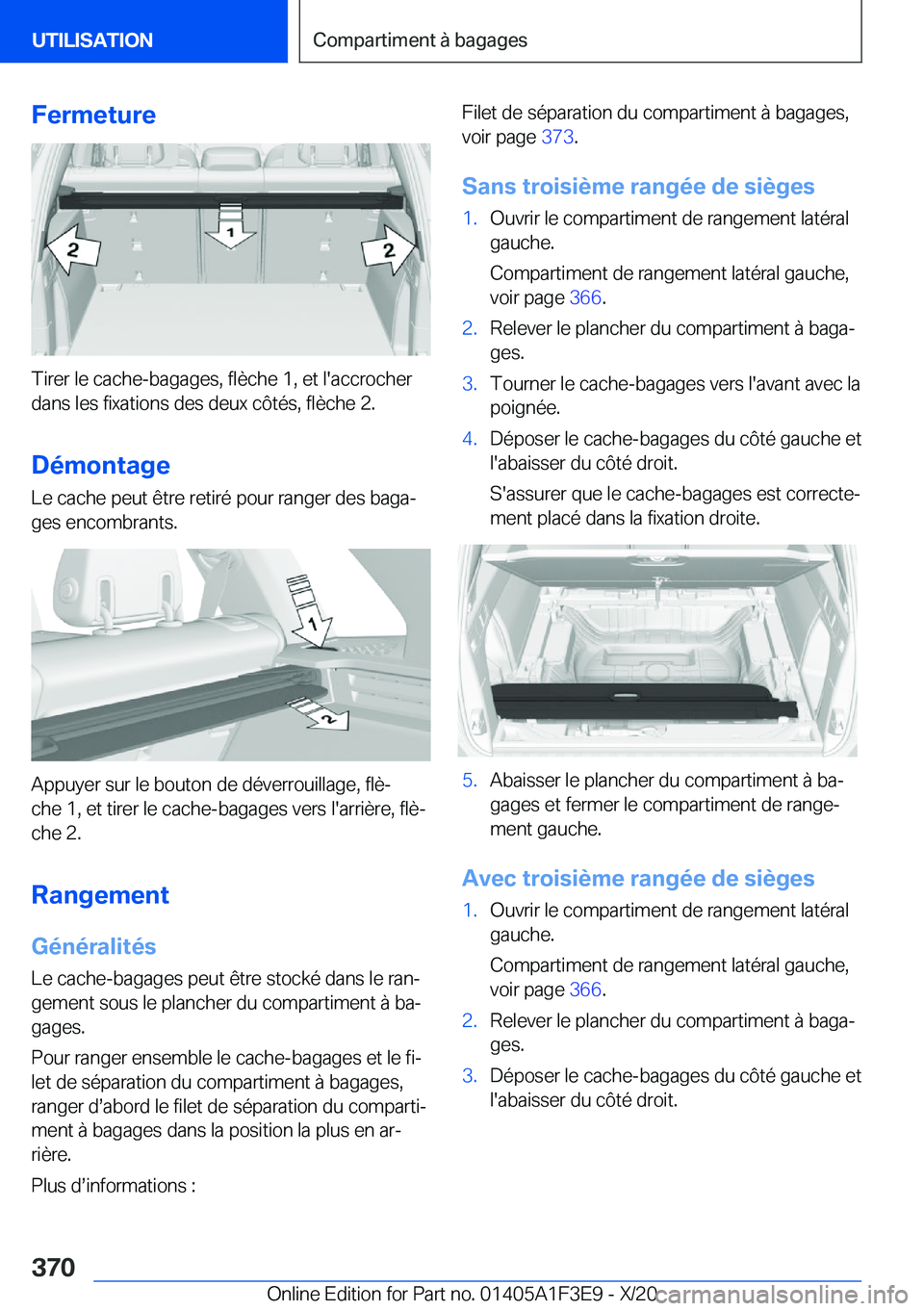 BMW X5 2021  Notices Demploi (in French) �F�e�r�m�e�t�u�r�e
�T�i�r�e�r��l�e��c�a�c�h�e�-�b�a�g�a�g�e�s�,��f�l�è�c�h�e��1�,��e�t��l�'�a�c�c�r�o�c�h�e�r�d�a�n�s��l�e�s��f�i�x�a�t�i�o�n�s��d�e�s��d�e�u�x��c�