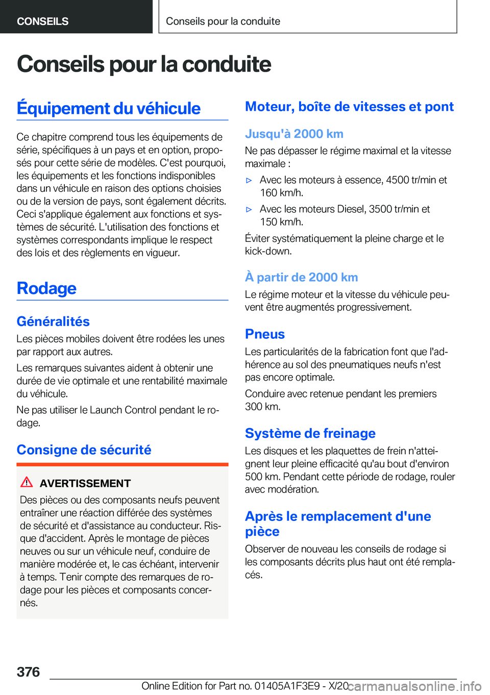BMW X5 2021  Notices Demploi (in French) �C�o�n�s�e�i�l�s��p�o�u�r��l�a��c�o�n�d�u�i�t�e�